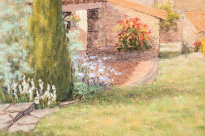 Nicole Clement Jardin ensoleille Original Pastel French Impressionist Garden
