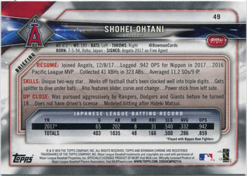 Shohei Ohtani 2018 Bowman Rc #49
