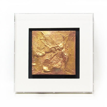 Keiko Nelson "Energy" Mixed Media Relief Gold Abstract Art Signed Modern Usa