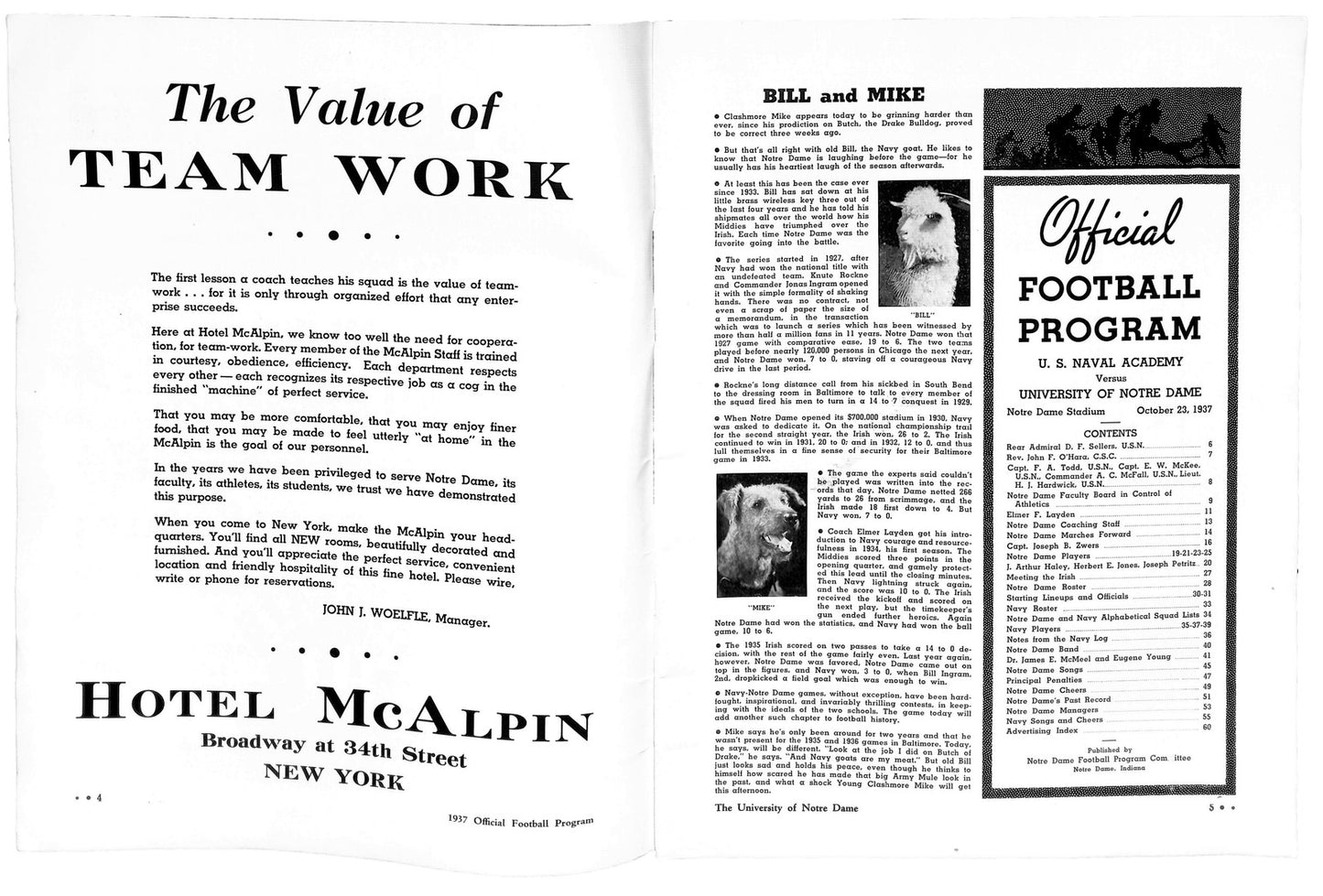 10/23/1937 Navy Vs. Notre Dame College Program 185799