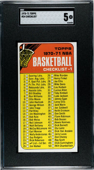 Checklist 1970-71 Topps Card #24 (Sgc Ex 5)