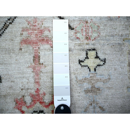 4'2"X11'8" Gray Wool Hand Knotted Afghan Angora Oushak Runner Rug