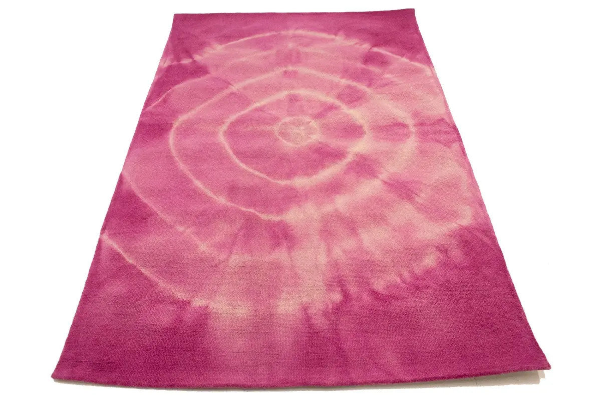 Hand-Tufted Fuchsia Tie-Dye 5X8 Modern Rug Kids Room Carpet