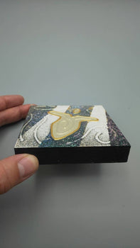 BLUE LIGHT Acrylic painting Signed 10.2cm x 10.2cm Original - ANDY LAKEY