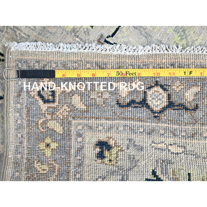 3'1"X4'10" Marian Blue Seeripe Heris Design Natural Wool Hand Knotted Rug