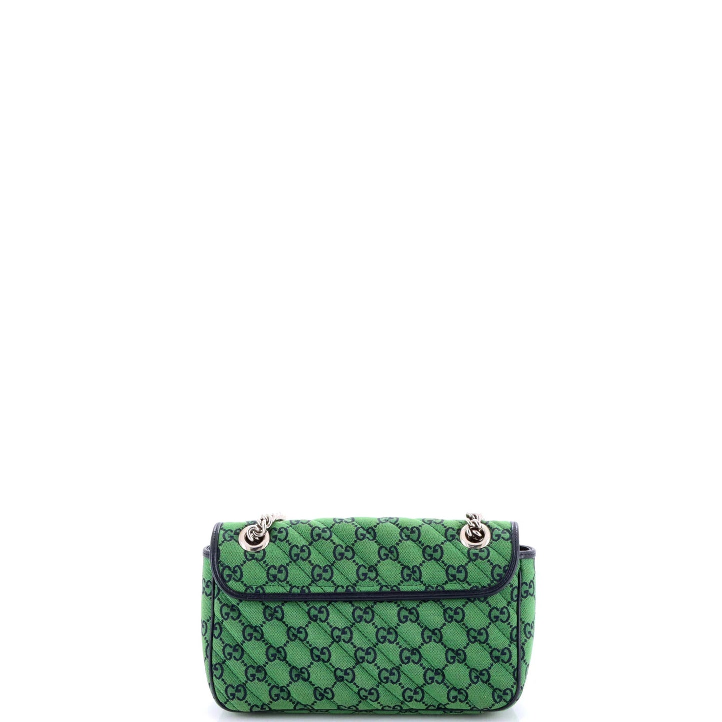 Gucci Gg Marmont Flap Bag Diagonal Quilted Gg Canvas With Leather Small