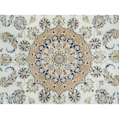 6'5"X6'5" White Organic Wool Hand Knotted Nain Design 250 Kpsi Round Rug