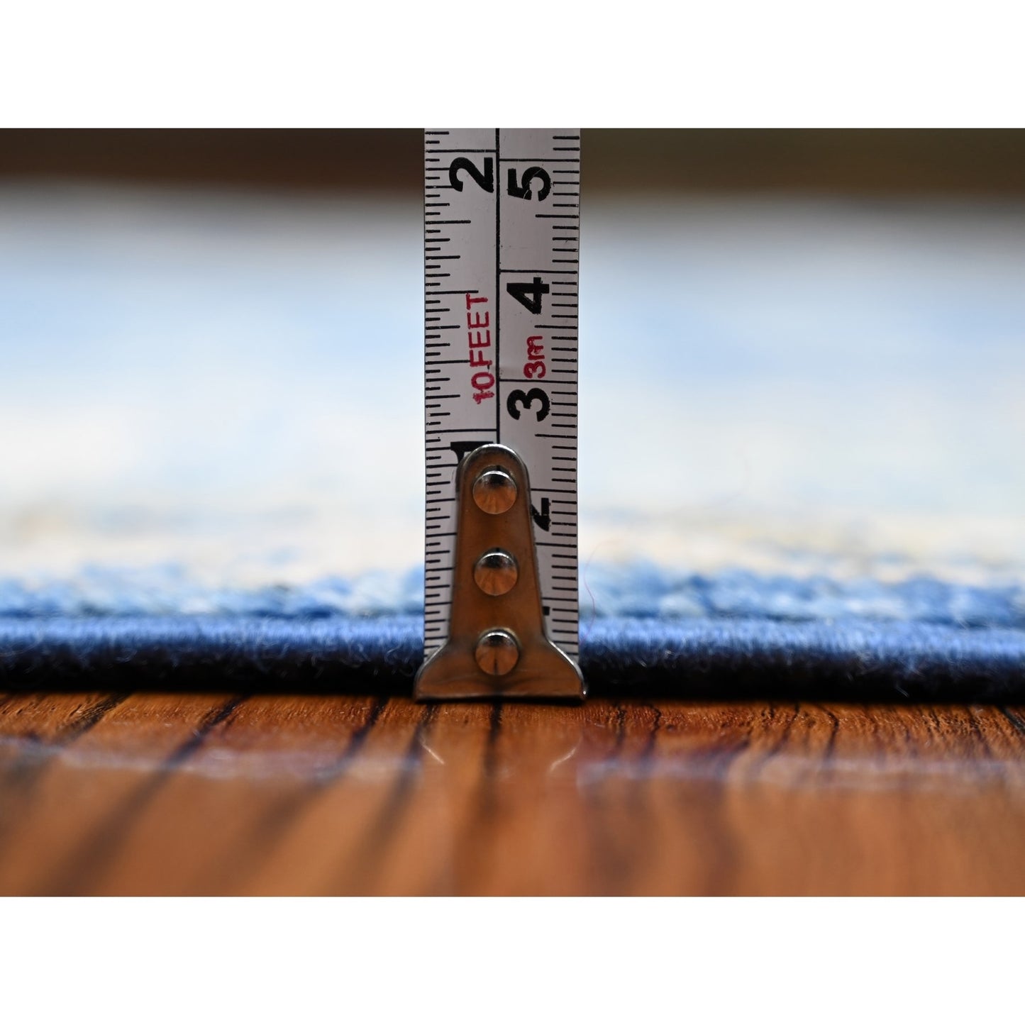 5'8"X9' Steel Blue Hand Knotted Afghan Angora Oushak Soft Wool Rug