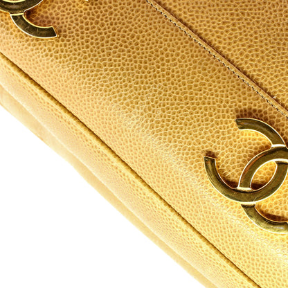 Chanel Vintage Metal Cc Shoulder Bag Caviar Small