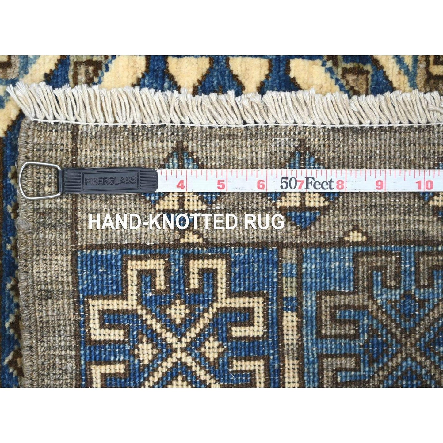 3'3"x4'10" Gray Hand Knotted Afghan Ersari Elephant Feet Design Wool Rug