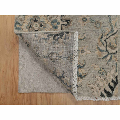 2'1"X3'1" Gray Broken Pattern Oushak Design All Wool Hand Knotted Mat Rug