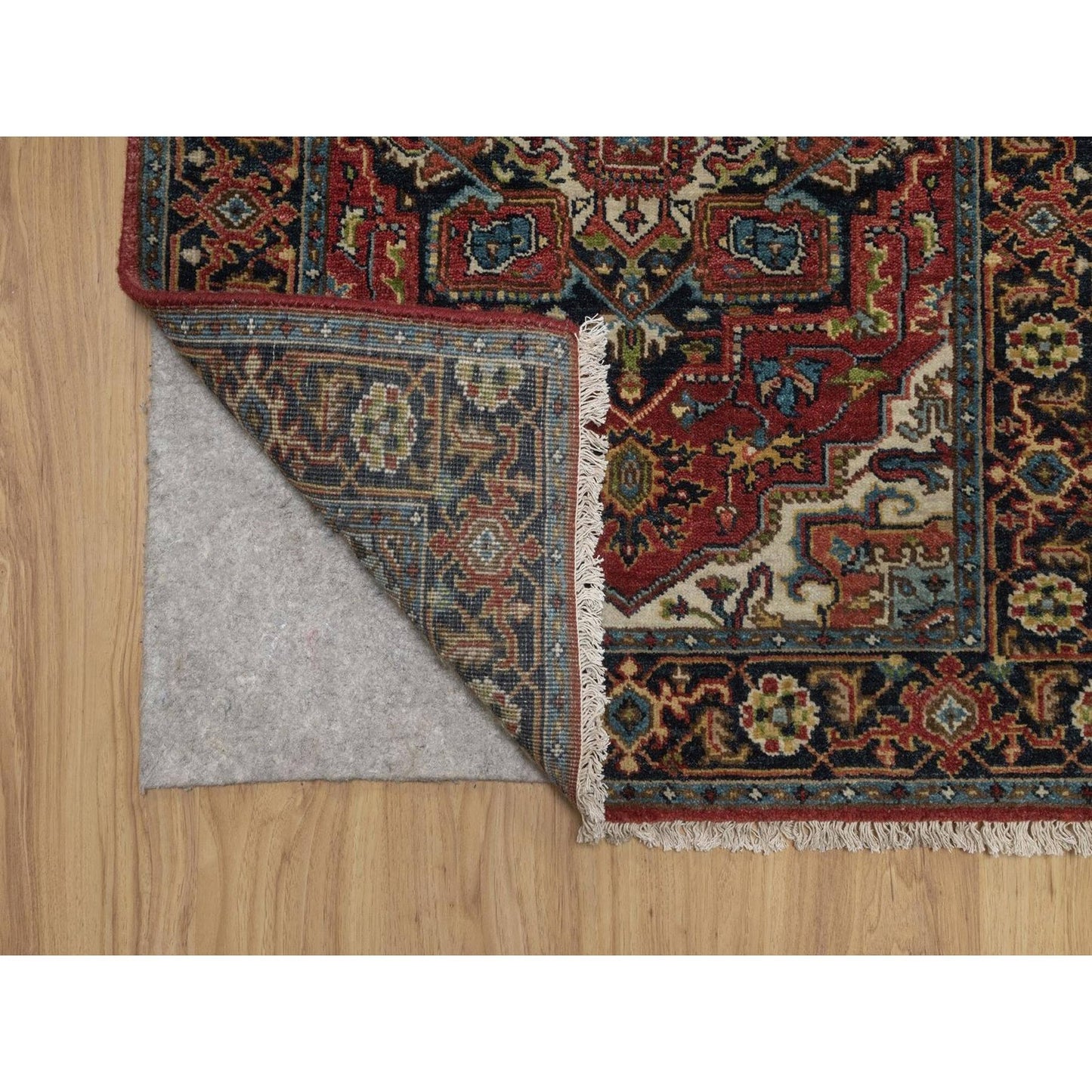 2'7"X20'4" Red Hand Knotted Wool Runner Rug Antiqued Fine Heris Revival