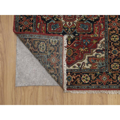 2'7"X20'4" Red Hand Knotted Wool Runner Rug Antiqued Fine Heris Revival