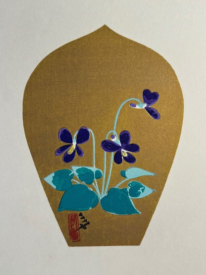 Tomikichiro Tokuriki Sange Japanese Woodblock Print Set Of 6 Flowers & Buddha