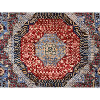 6'1"X9' Blue Hand Knotted All Wool Mamluk Dynasty 200 Kpsi Design Rug