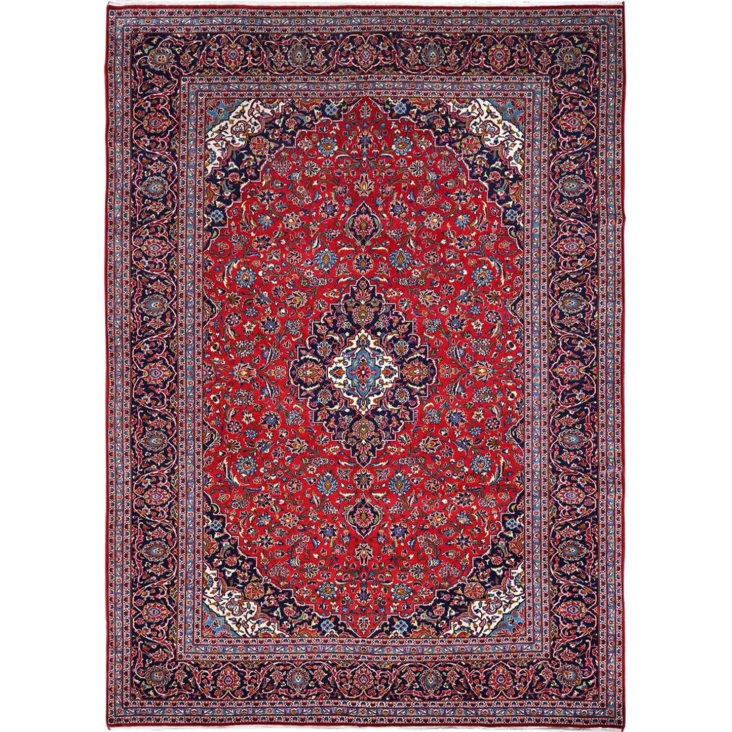 9'5"X13' Red Hand Knotted Wool Vintage Zoroastrian Kishoon Secured Rug