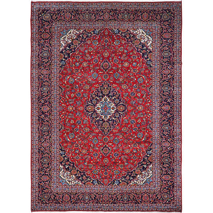 9'5"X13' Red Hand Knotted Wool Vintage Zoroastrian Kishoon Secured Rug