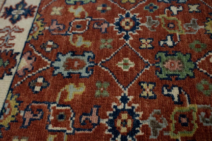 Small Hand-Knotted Floral Area Rug Oriental
