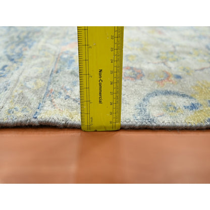 2'1"X2'10" Gray Oushak Design Wool And Pure Silk Hand Knotted Sample Rug