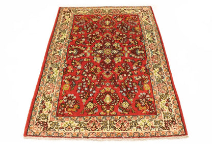 Hand-Knotted Vintage Red Floral 3'4X4'9 ft