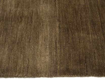 Brown Solid Design Hand-Loomed 9X12 Gabbeh Wool