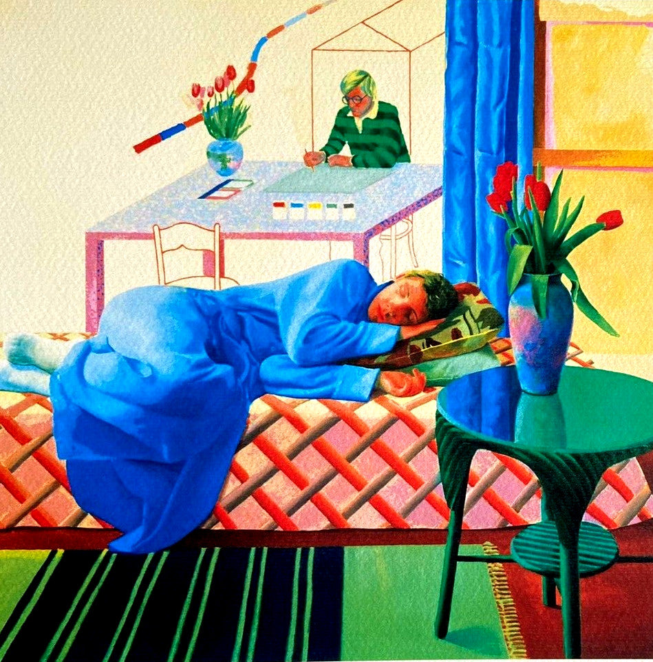 David Hockney / Signed Coa / Limited Numbered Crayon Drawing