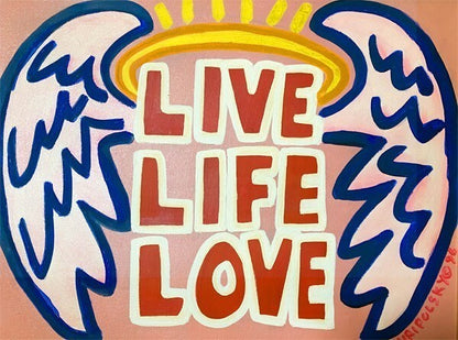 Andre Miripolsky "Live Life Love" Original Signed Acrylic Painting Canvas 1996