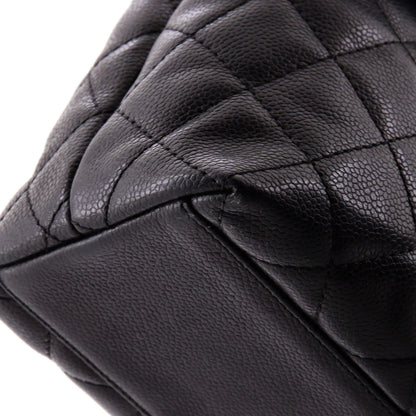 Chanel Vintage Classic Top Handle Flap Bag Quilted Caviar Jumbo