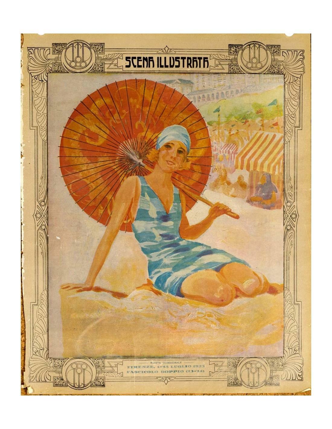 Scena Illustrata Arts Literature Music Theatre Woman At Beach 1932