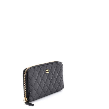 Chanel Zip Around Wallet Quilted Caviar Long