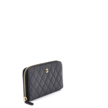 Chanel Zip Around Wallet Quilted Caviar Long