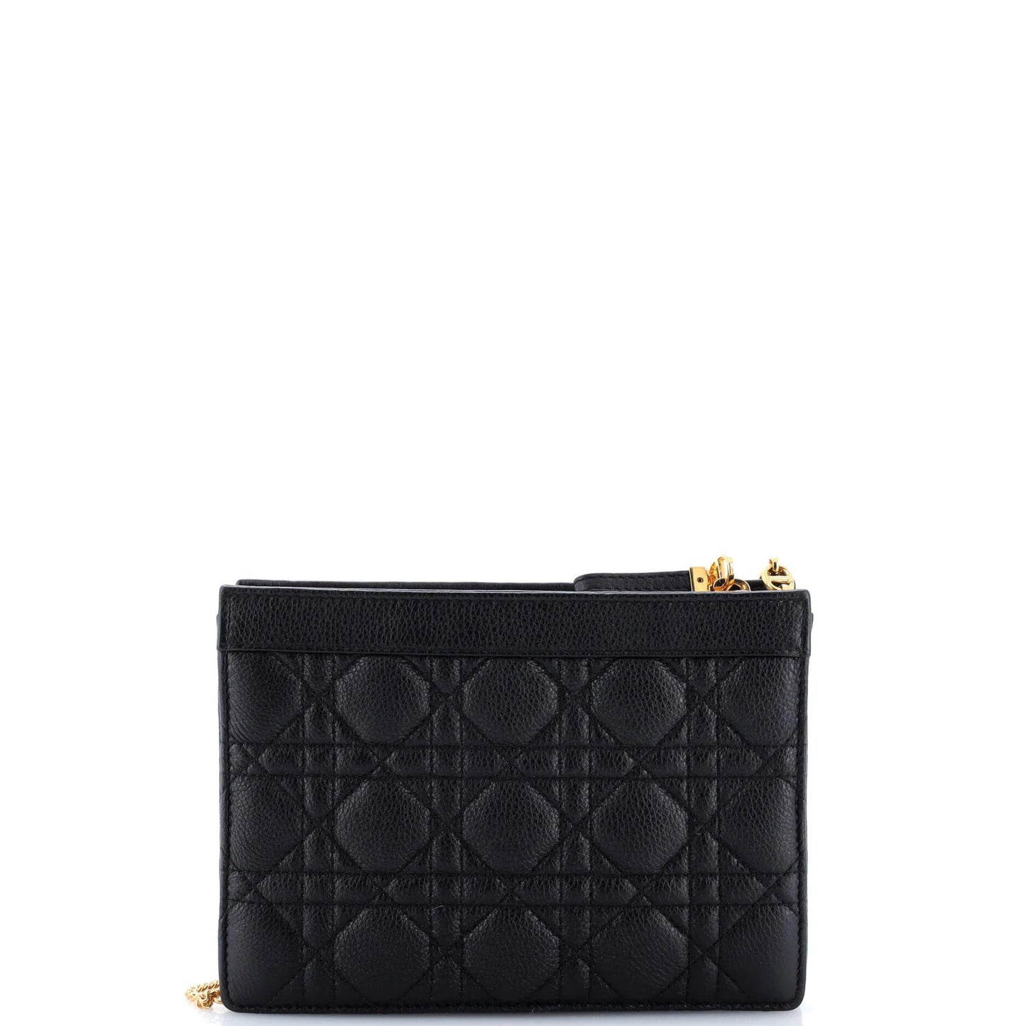 Christian Dior Caro Zipped Pouch With Chain Cannage Quilt Leather