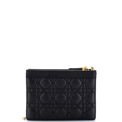 Christian Dior Caro Zipped Pouch With Chain Cannage Quilt Leather