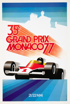 1977 Grand Prix Automobile Of Monaco Byroland Hugon On Linen Excellent
