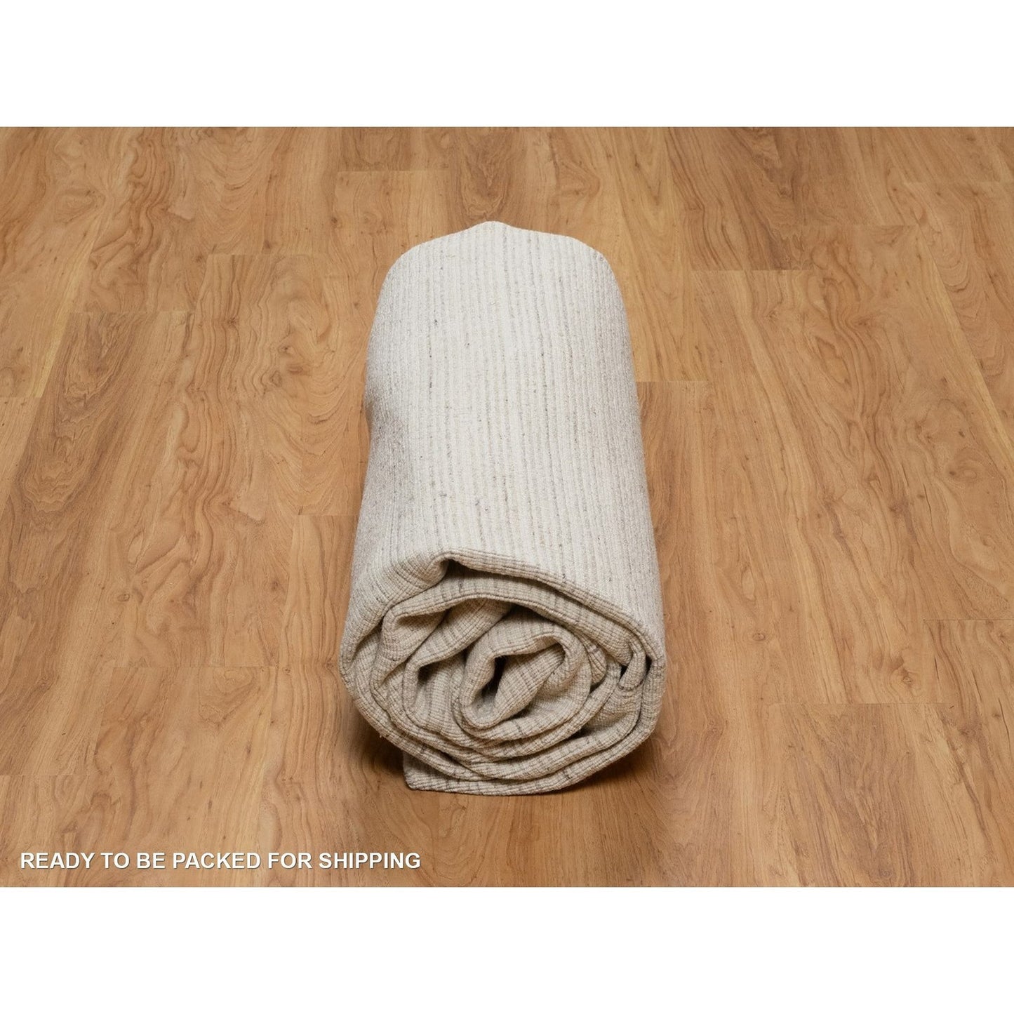 8'X10' Ivory Modern Plain Decor Box Design Soft Wool Loomed Knotted Rug