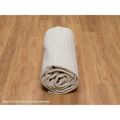 8'X10' Ivory Modern Plain Decor Box Design Soft Wool Loomed Knotted Rug