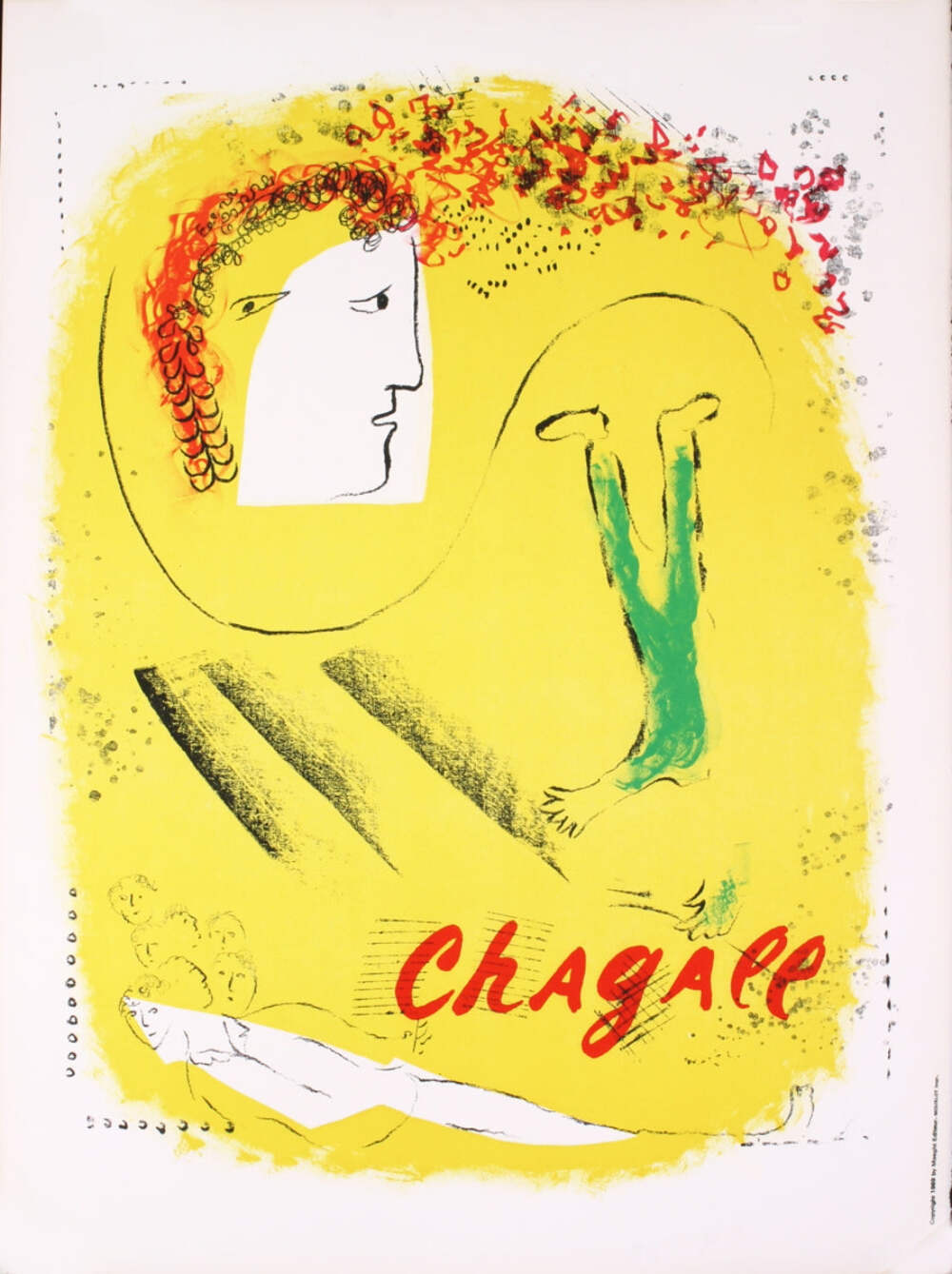 Marc Chagall The Yellow Background " Lithograph Modernism Yello