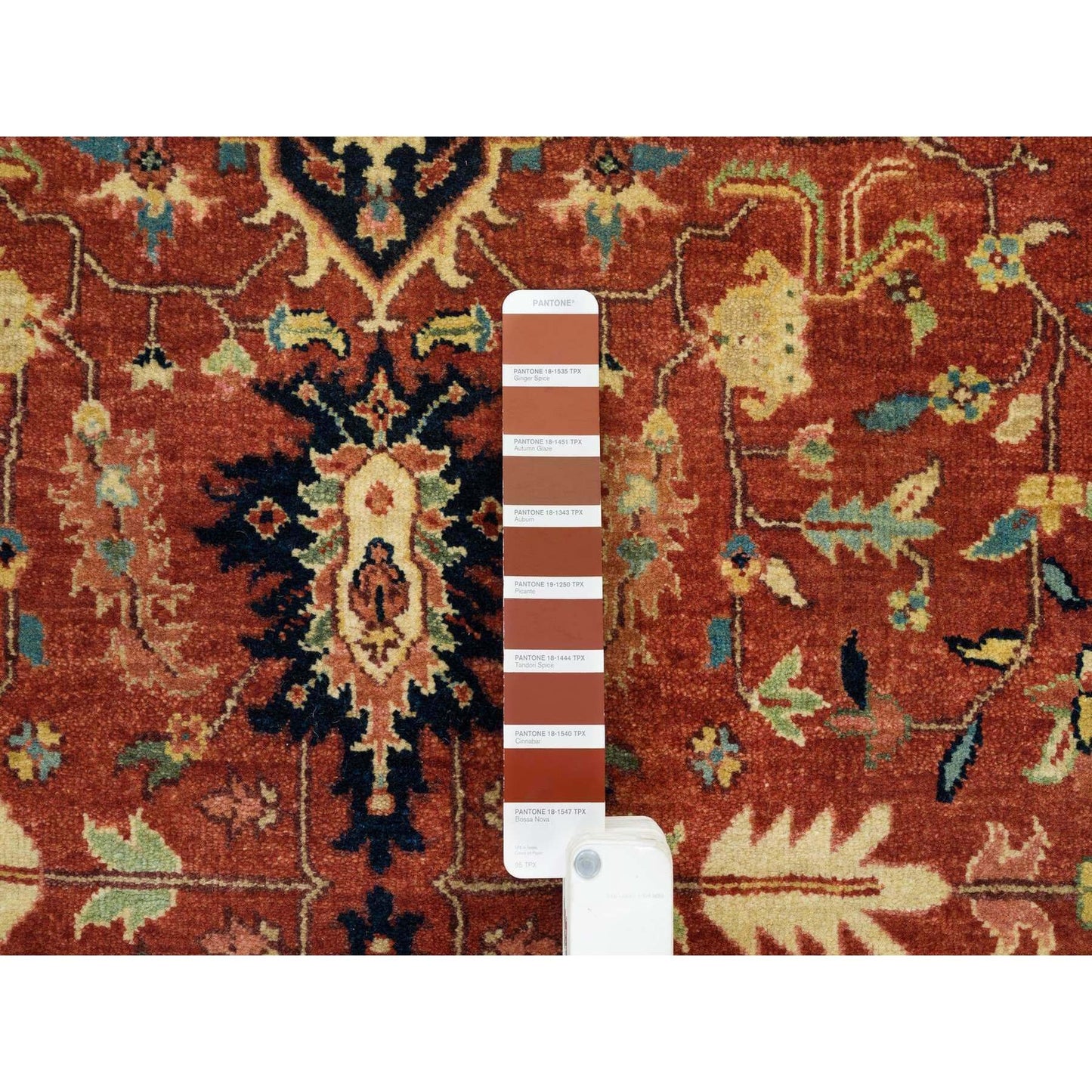 4'X10'1" Red Pure Wool Hand Knotted Heris Re-Creation Wide Runner Rug