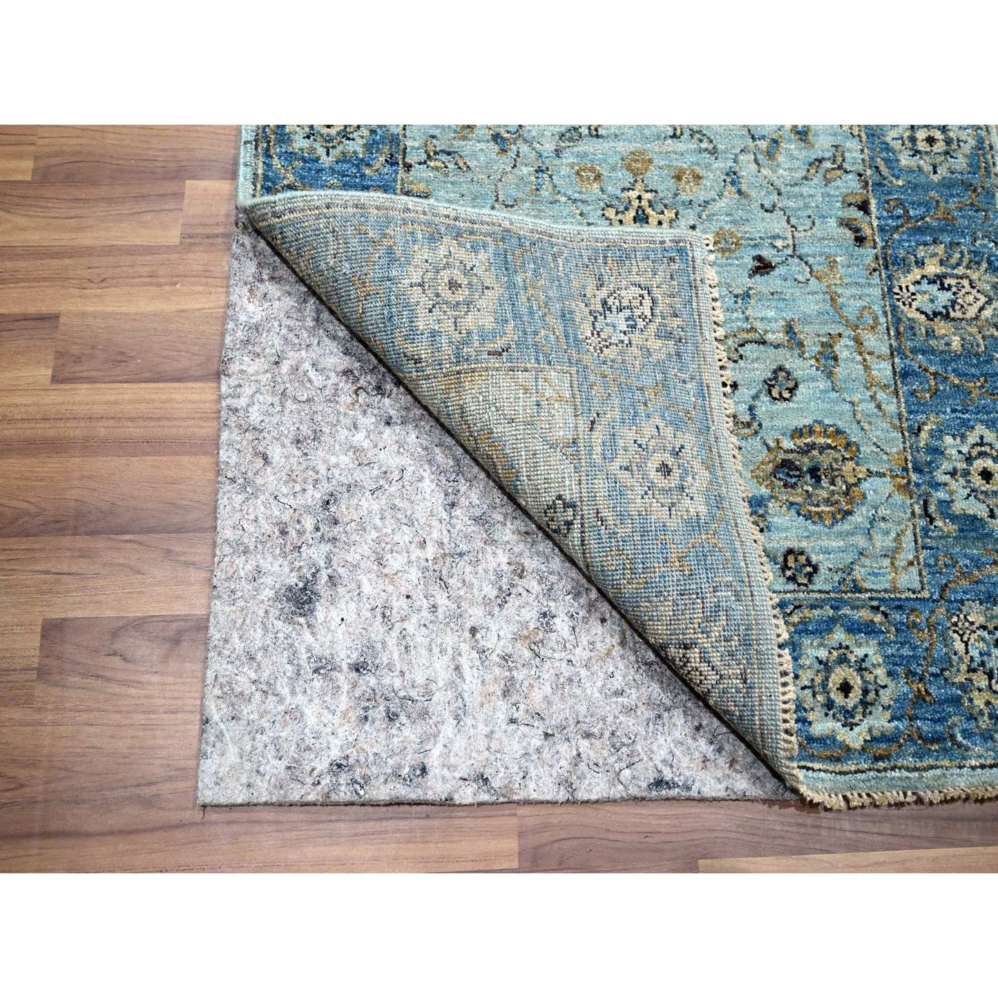 2'7"X25'9" Blue Shah Abbas Flower Design All Wool Hand Knotted Runner Rug