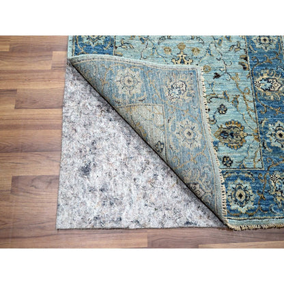 2'7"X25'9" Blue Shah Abbas Flower Design All Wool Hand Knotted Runner Rug