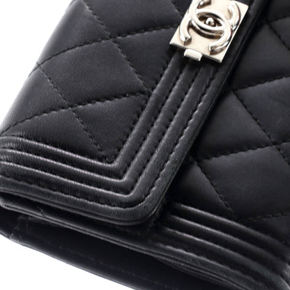 Chanel Boy Trifold Flap Wallet Quilted Lambskin Medium