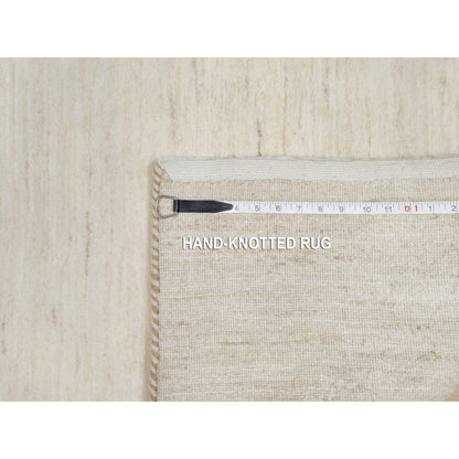 2'5"X5'10" White Wool Hand Knotted Lori Buft Gabbeh Modern Runner Rug