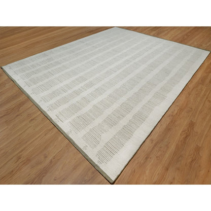 12'X15' Ivory Hand Woven Xl Rug Flat Weave With Pile Undyed Natural Wool