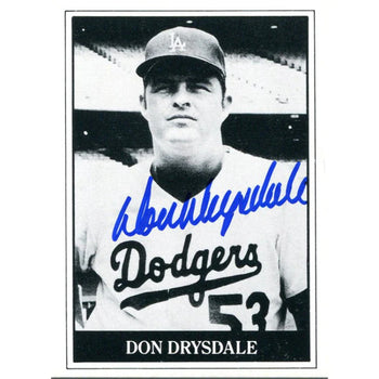 Don Drysdale Autographed Black And White Baseball Cards