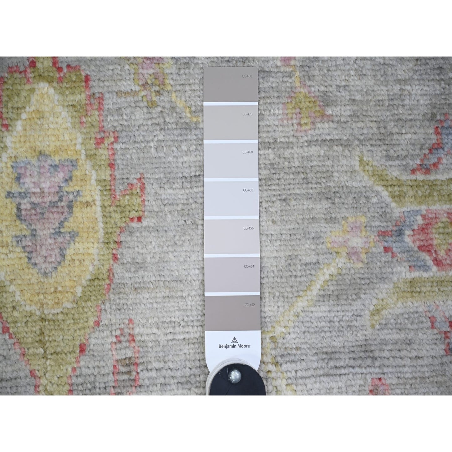 8'1"X9'10" Cloud Gray Afghan Angora Oushak Soft Wool Hand Knotted Rug