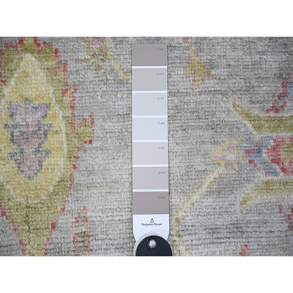 8'1"X9'10" Cloud Gray Afghan Angora Oushak Soft Wool Hand Knotted Rug