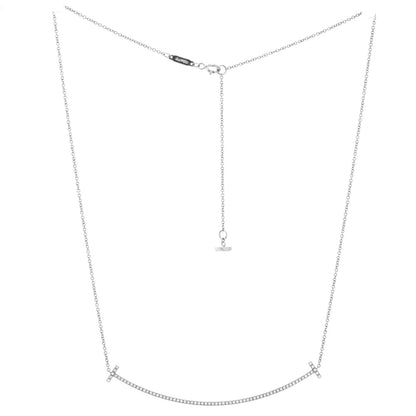 Tiffany & Co. T Smile Pendant Necklace 18K White Gold With Diamonds Large