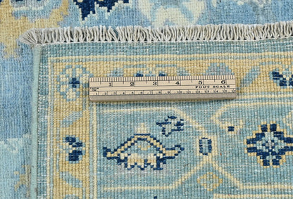 Blue Kazak Oushak Handmade Rug 4X5 Ft Floral