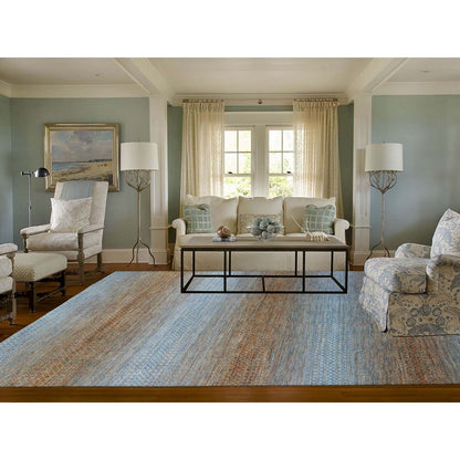 10'1"X14' Orange Pure Wool Hand Knotted Modern Chiaroscuro Collection Rug