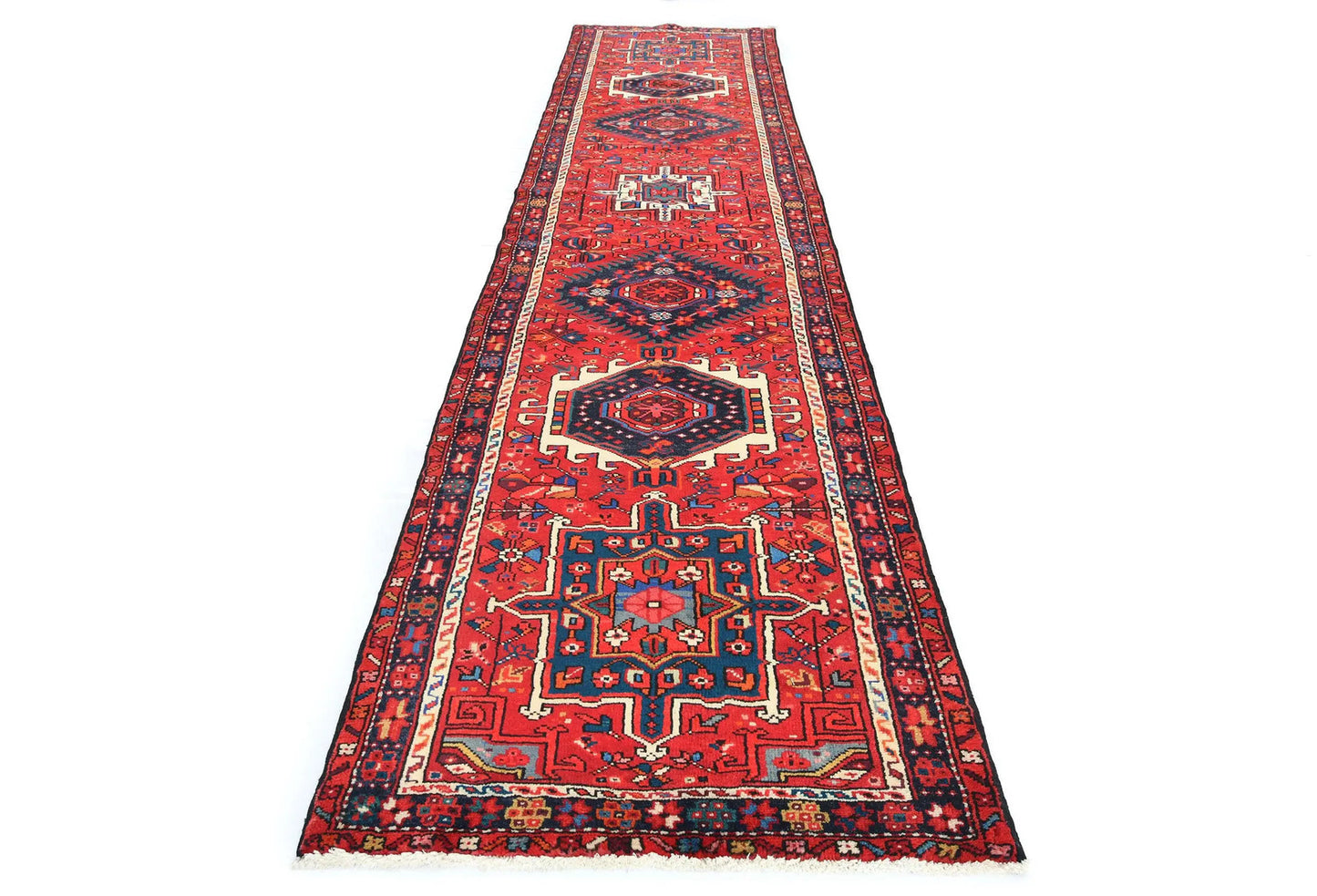 Vintage Hand-Knotted Tribal Runner Rug 3'1X12'7 Rustic Home Oriental Carpet